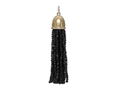 18kt yellow gold Tassel pendant with black spinel beads and .58 cts diamonds. Available in white, yellow, or rose gold.
